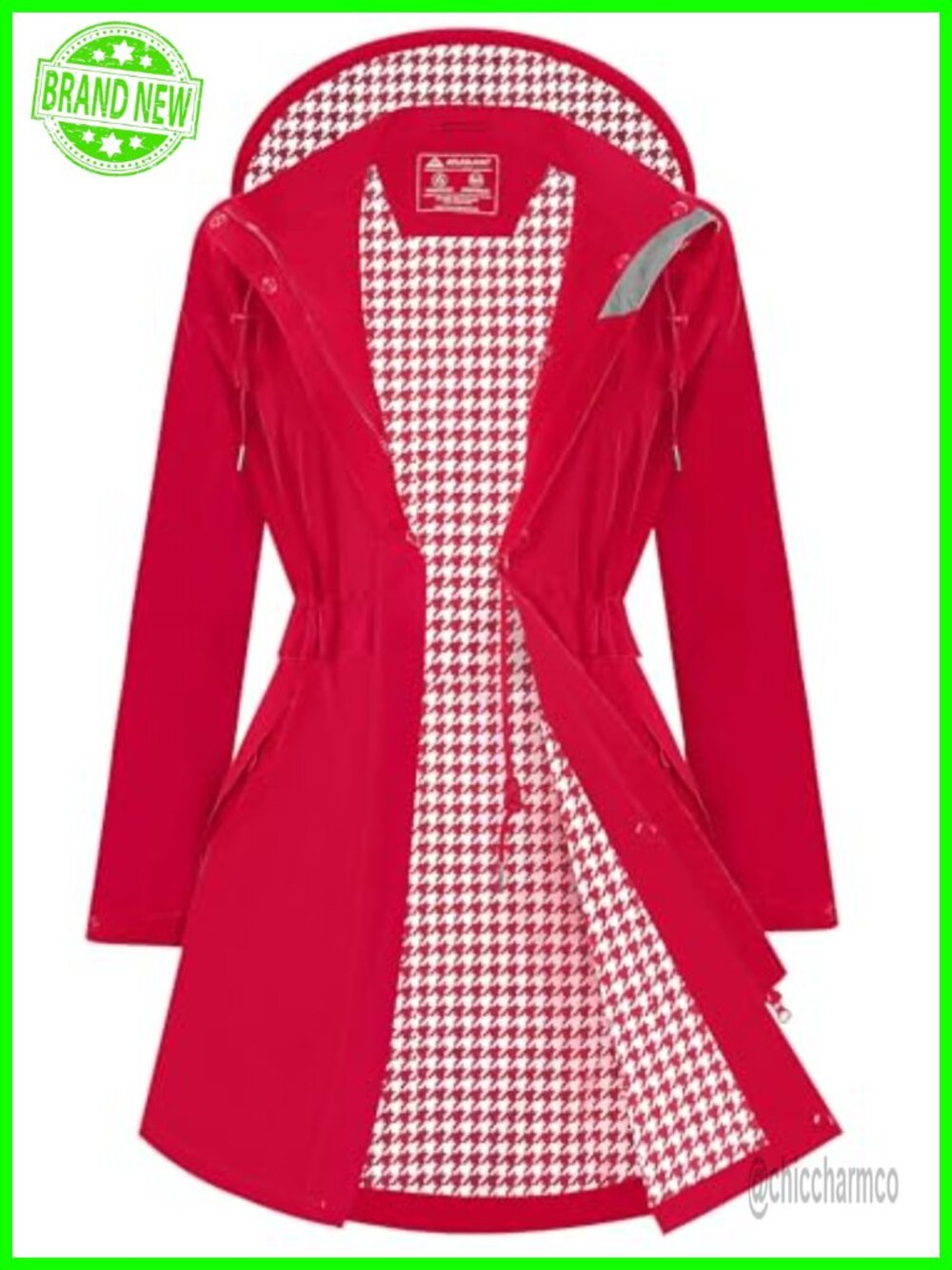 Waterproof Long Hooded Raincoat Windbreaker Trench Coat